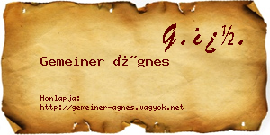 Gemeiner Ágnes névjegykártya